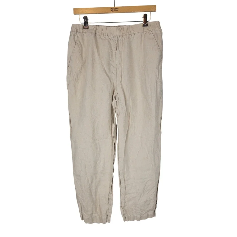 Quince 100% European Linen Pants‎ Driftwood Size Medium Tan Beige Lagenlook